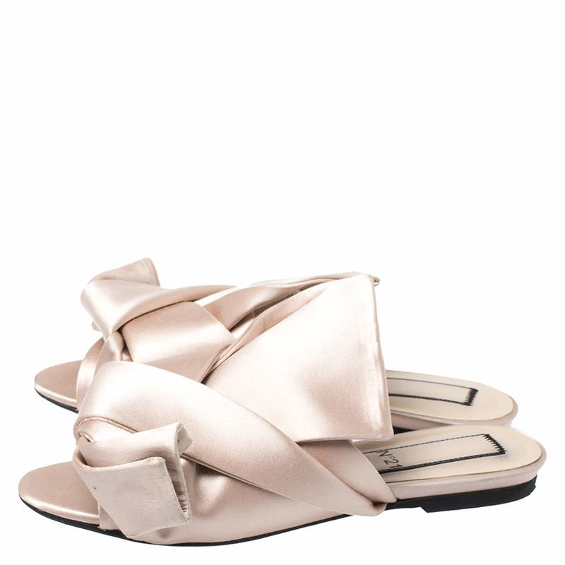 N21 Beige Satin Knot Flat Mules Size 36 Women Flats N21 Beige Satin Knot Flat Mules Size 36 Women Flats -N21shop luxury women n21 used shoes p264200 007
