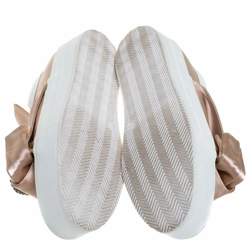 N21 Beige Satin Crystal Embellished Bow Skate Cat Slip on Sneakers Size 37 Women N21 Beige Satin Crystal Embellished Bow Skate Cat Slip On Sneakers Size 37 Women -N21shop luxury women n21 used shoes p265551 001