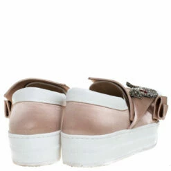 N21 Beige Satin Crystal Embellished Bow Skate Cat Slip On Sneakers Size 37 Women 6 N21 Beige Satin Crystal Embellished Bow Skate Cat Slip On Sneakers Size 37 Women -N21shop luxury women n21 used shoes p265551 002