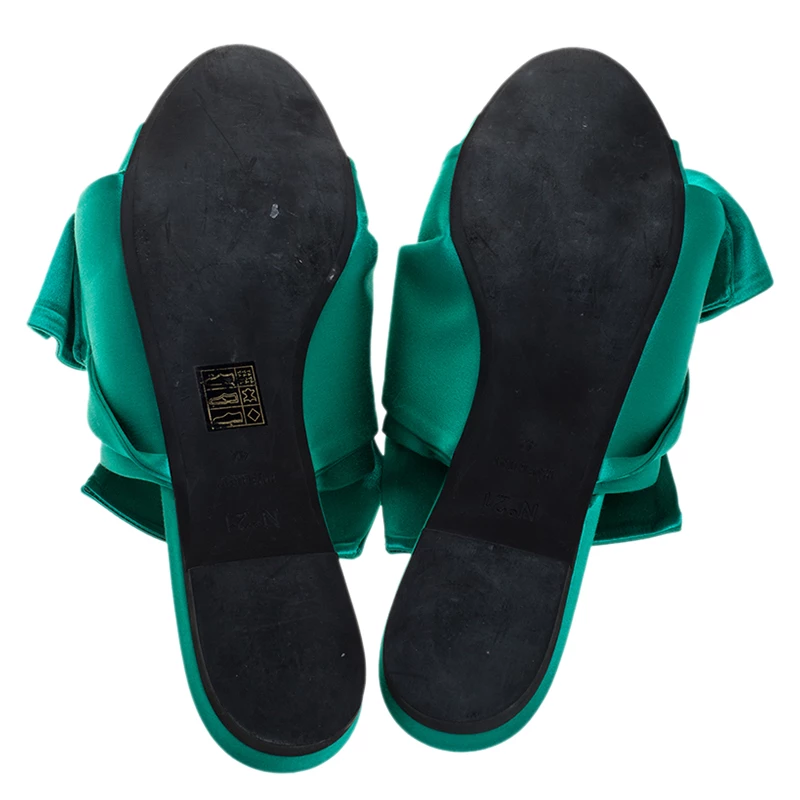 N21 Green Satin Knot Flat Mules Size 42 Women Sandals N21 Green Satin Knot Flat Mules Size 42 Women Sandals -N21shop luxury women n21 used shoes p268848 001