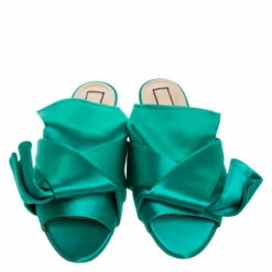 N21 Green Satin Knot Flat Mules Size 42 Women Sandals 4 N21 Green Satin Knot Flat Mules Size 42 Women Sandals -N21shop luxury women n21 used shoes p268848 003