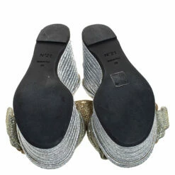 N21 Silver/Gold Glitter Fabric Raso Knot Espadrille Platform Wedge Sandals Size 39 Women Flats 7 N21 Silver/Gold Glitter Fabric Raso Knot Espadrille Platform Wedge Sandals Size 39 Women Flats -N21shop luxury women n21 used shoes p272420 001