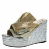 N21 Silver/Gold Glitter Fabric Raso Knot Espadrille Platform Wedge Sandals Size 39 Women Flats 1 N21 Silver/Gold Glitter Fabric Raso Knot Espadrille Platform Wedge Sandals Size 39 Women Flats -N21shop luxury women n21 used shoes p272420 006