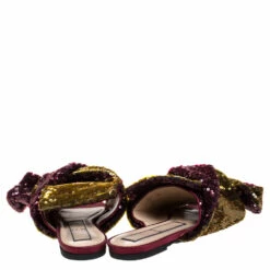 N21 Multicolor Sequin Embellished Knotted Flat Slides Size 40 Women Flats -N21shop luxury women n21 used shoes p272543 004