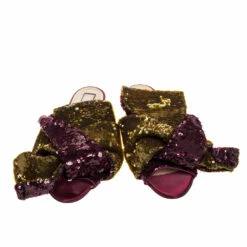 N21 Multicolor Sequin Embellished Knotted Flat Slides Size 40 Women Flats -N21shop luxury women n21 used shoes p272543 005