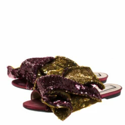N21 Multicolor Sequin Embellished Knotted Flat Slides Size 40 Women Flats -N21shop luxury women n21 used shoes p272543 007