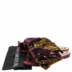 N21 Multicolor Sequin Embellished Knotted Flat Slides Size 40 Women Flats -N21shop luxury women n21 used shoes p272543 008