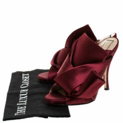 N21 N°21 Burgundy Satin Ronny Pleated Mules Size 37 Women Sandals 9 N21 N°21 Burgundy Satin Ronny Pleated Mules Size 37 Women Sandals -N21shop luxury women n21 used shoes p273701 008