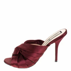N21 Burgundy Satin Knot Open Toe Sandals Size 42 Women 3 N21 Burgundy Satin Knot Open Toe Sandals Size 42 Women -N21shop luxury women n21 used shoes p279264 004
