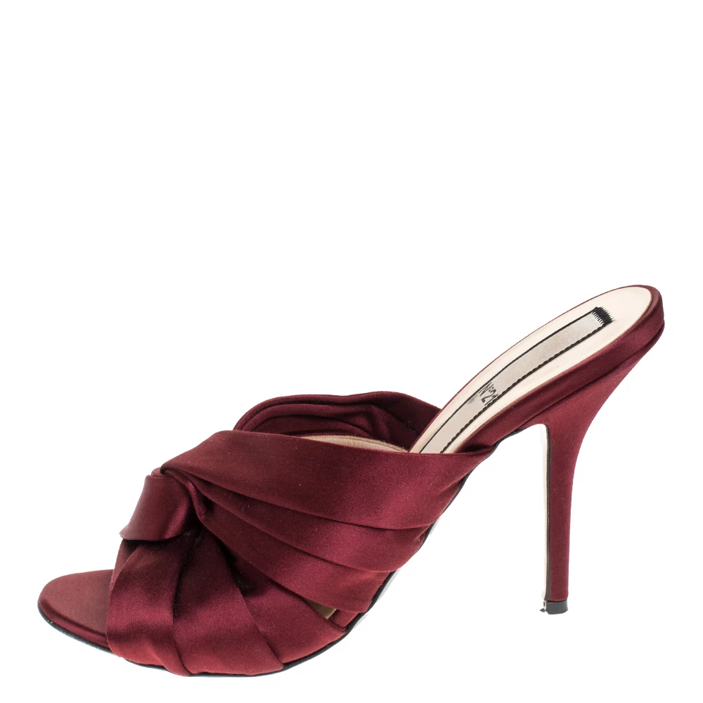N21 Burgundy Satin Knot Open Toe Sandals Size 42 Women N21 Burgundy Satin Knot Open Toe Sandals Size 42 Women -N21shop luxury women n21 used shoes p279264 004