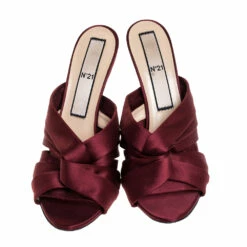 N21 Burgundy Satin Knot Open Toe Sandals Size 42 Women 4 N21 Burgundy Satin Knot Open Toe Sandals Size 42 Women -N21shop luxury women n21 used shoes p279264 006
