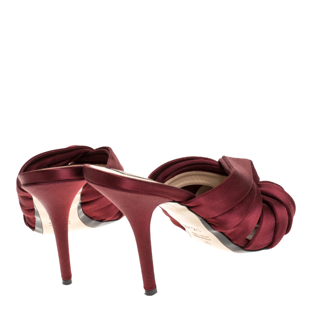 N21 Burgundy Satin Knot Open Toe Sandals Size 42 Women N21 Burgundy Satin Knot Open Toe Sandals Size 42 Women -N21shop luxury women n21 used shoes p279264 007