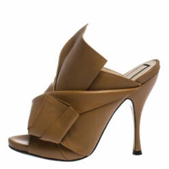 N21 Brown Leather Ronny Pleated Mules Size 38 Women Sandals 3 N21 Brown Leather Ronny Pleated Mules Size 38 Women Sandals -N21shop luxury women n21 used shoes p282403 004