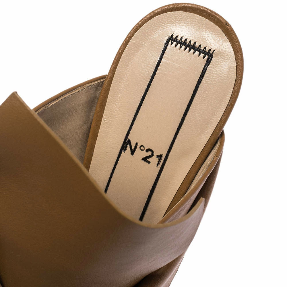 N21 Brown Leather Ronny Pleated Mules Size 38 Women Sandals N21 Brown Leather Ronny Pleated Mules Size 38 Women Sandals -N21shop luxury women n21 used shoes p282403 005