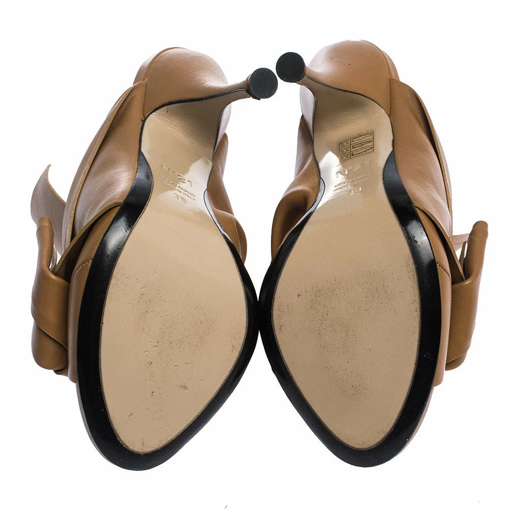 N21 Brown Leather Ronny Pleated Mules Size 38 Women Sandals N21 Brown Leather Ronny Pleated Mules Size 38 Women Sandals -N21shop luxury women n21 used shoes p282403 008