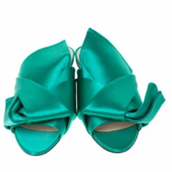 N21 Green Satin Knot Flat Mules Size 39.5 Women Flats 4 N21 Green Satin Knot Flat Mules Size 39.5 Women Flats -N21shop luxury women n21 used shoes p285540 005