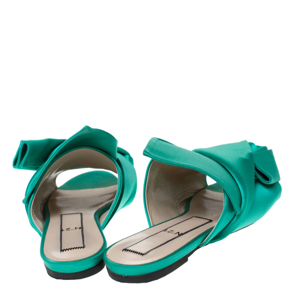 N21 Green Satin Knot Flat Mules Size 39.5 Women Flats N21 Green Satin Knot Flat Mules Size 39.5 Women Flats -N21shop luxury women n21 used shoes p285540 006