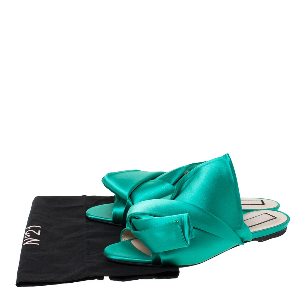 N21 Green Satin Knot Flat Mules Size 39.5 Women Flats N21 Green Satin Knot Flat Mules Size 39.5 Women Flats -N21shop luxury women n21 used shoes p285540 008