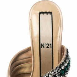 N21 Beige Satin Embellished Cipria Mule Sandals Size 36 Women 8 N21 Beige Satin Embellished Cipria Mule Sandals Size 36 Women -N21shop luxury women n21 used shoes p287532 001