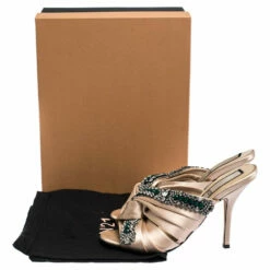 N21 Beige Satin Embellished Cipria Mule Sandals Size 36 Women 9 N21 Beige Satin Embellished Cipria Mule Sandals Size 36 Women -N21shop luxury women n21 used shoes p287532 006