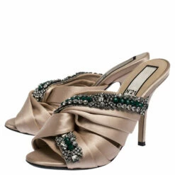 N21 Beige Satin Embellished Cipria Mule Sandals Size 36 Women 5 N21 Beige Satin Embellished Cipria Mule Sandals Size 36 Women -N21shop luxury women n21 used shoes p287532 007
