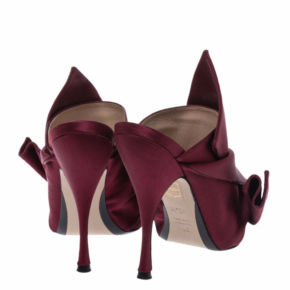 N21 Burgundy Satin Raso Knot Peep Toe Mules Size 40 Women Sandals N21 Burgundy Satin Raso Knot Peep Toe Mules Size 40 Women Sandals -N21shop luxury women n21 used shoes p291108 004