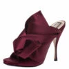 N21 Burgundy Satin Raso Knot Peep Toe Mules Size 40 Women Sandals