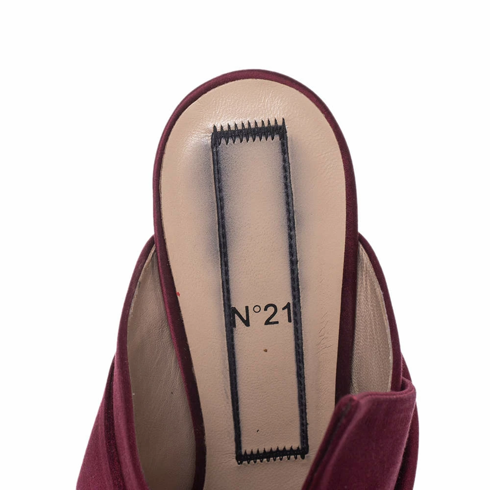 N21 Burgundy Satin Raso Knot Peep Toe Mules Size 40 Women Sandals N21 Burgundy Satin Raso Knot Peep Toe Mules Size 40 Women Sandals -N21shop luxury women n21 used shoes p291108 007