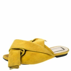 N21 Mustard Yellow Suede Knot Flat Mules Size 36 Women Sandals