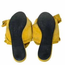 N21 Mustard Yellow Suede Knot Flat Mules Size 36 Women Sandals -N21shop luxury women n21 used shoes p294924 005