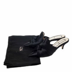 N21 Black Satin Knot Pointed Toe Heel Slippers Size 40 Women Sandals -N21shop luxury women n21 used shoes p295814 003