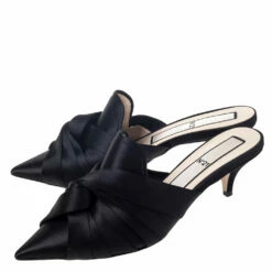 N21 Black Satin Knot Pointed Toe Heel Slippers Size 40 Women Sandals -N21shop luxury women n21 used shoes p295814 004