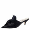N21 Black Satin Knot Pointed Toe Heel Slippers Size 40 Women Sandals 2 N21 Black Satin Knot Pointed Toe Heel Slippers Size 40 Women Sandals -N21shop luxury women n21 used shoes p295814 005
