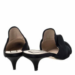 N21 Black Satin Knot Pointed Toe Heel Slippers Size 40 Women Sandals -N21shop luxury women n21 used shoes p295814 008