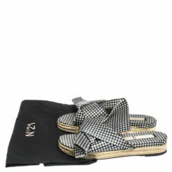N21 Black White/Black Check Satin Open Toe Flat Slides Size 38.5 Women Flats 9 N21 Black White/Black Check Satin Open Toe Flat Slides Size 38.5 Women Flats -N21shop luxury women n21 used shoes p297072 001