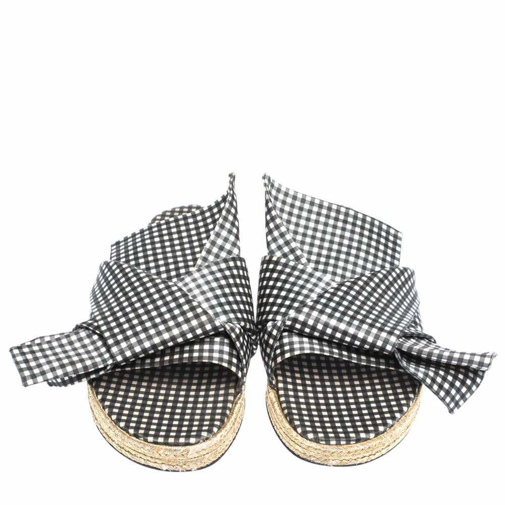 N21 Black White/Black Check Satin Open Toe Flat Slides Size 38.5 Women Flats N21 Black White/Black Check Satin Open Toe Flat Slides Size 38.5 Women Flats -N21shop luxury women n21 used shoes p297072 003