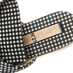 N21 Black White/Black Check Satin Open Toe Flat Slides Size 38.5 Women Flats 8 N21 Black White/Black Check Satin Open Toe Flat Slides Size 38.5 Women Flats -N21shop luxury women n21 used shoes p297072 006