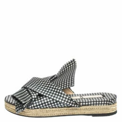 N21 Black White/Black Check Satin Open Toe Flat Slides Size 38.5 Women Flats 3 N21 Black White/Black Check Satin Open Toe Flat Slides Size 38.5 Women Flats -N21shop luxury women n21 used shoes p297072 008