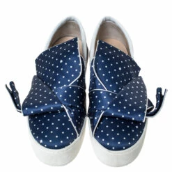 N21 Blue/White Polka Dot Satin Knot Slip On Sneakers Size 41 Women 4 N21 Blue/White Polka Dot Satin Knot Slip On Sneakers Size 41 Women -N21shop luxury women n21 used shoes p299968 006