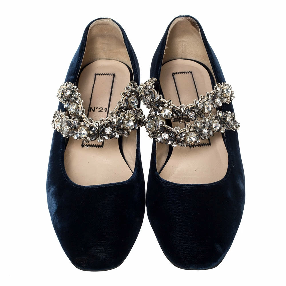 N21 N°21 Blue Velvet Embellished Strappy Ballet Flats Size 39 Women Pumps N21 N°21 Blue Velvet Embellished Strappy Ballet Flats Size 39 Women Pumps -N21shop luxury women n21 used shoes p303574 006