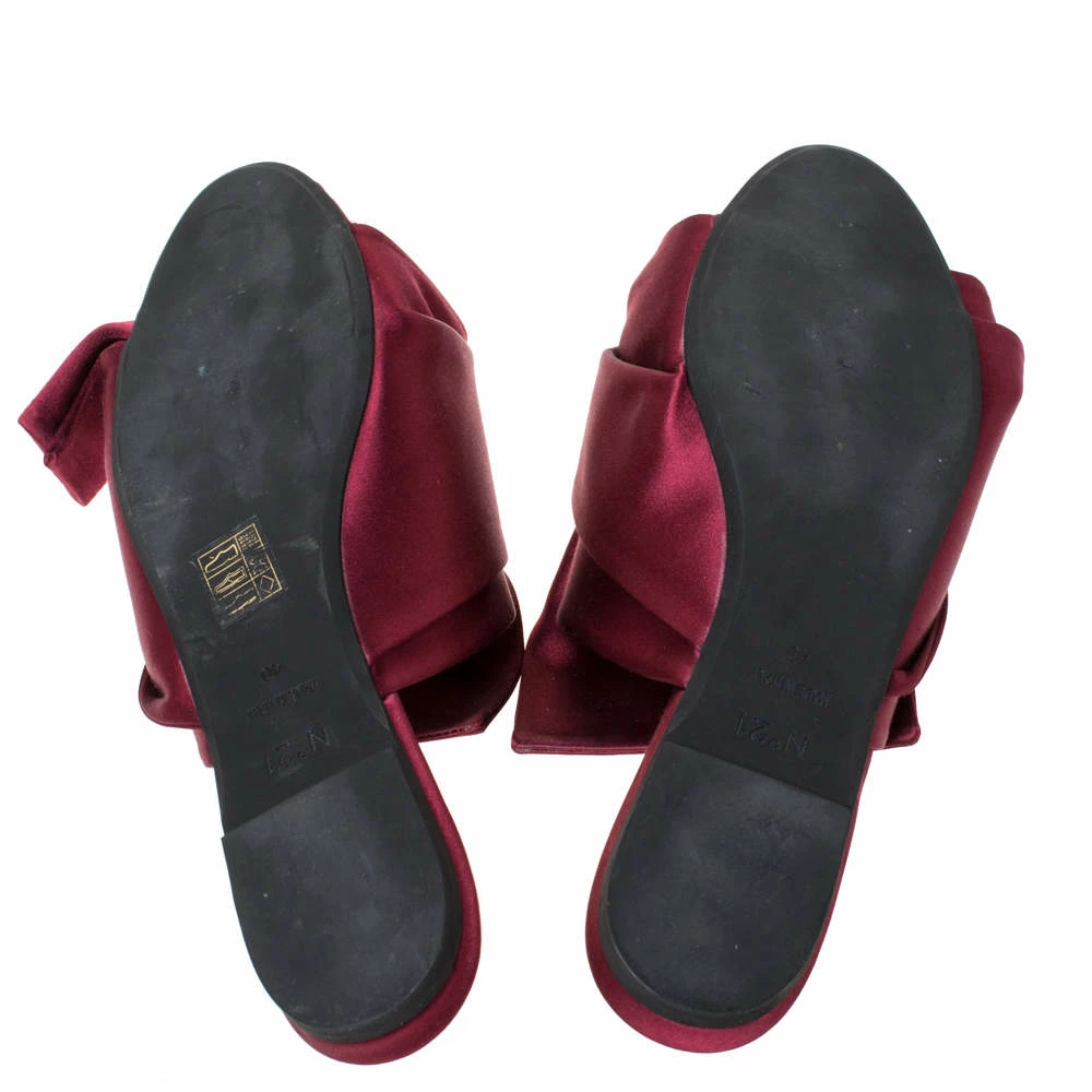 N21 Burgundy Satin Knot Flat Slides Size 40 Women Flats N21 Burgundy Satin Knot Flat Slides Size 40 Women Flats -N21shop luxury women n21 used shoes p309723 001