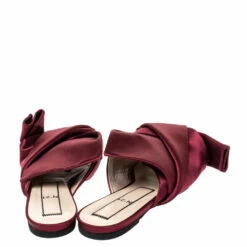 N21 Burgundy Satin Knot Flat Slides Size 40 Women Flats 6 N21 Burgundy Satin Knot Flat Slides Size 40 Women Flats -N21shop luxury women n21 used shoes p309723 002