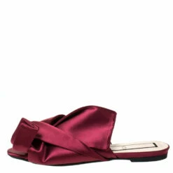 N21 Burgundy Satin Knot Flat Slides Size 40 Women Flats 3 N21 Burgundy Satin Knot Flat Slides Size 40 Women Flats -N21shop luxury women n21 used shoes p309723 004