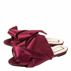 N21 Burgundy Satin Knot Flat Slides Size 40 Women Flats 5 N21 Burgundy Satin Knot Flat Slides Size 40 Women Flats -N21shop luxury women n21 used shoes p309723 006