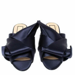 N21 N°21 Blue Satin Knot Flat Mules Size 36 Women Flats -N21shop luxury women n21 used shoes p310901 006