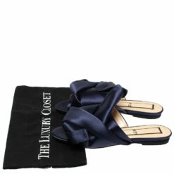 N21 N°21 Blue Satin Knot Flat Mules Size 36 Women Flats -N21shop luxury women n21 used shoes p310901 008