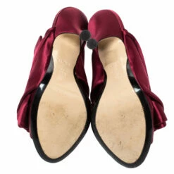 N21 Burgundy Satin Raso Knot Peep Toe Mules Size 38 Women Sandals -N21shop luxury women n21 used shoes p315331 001