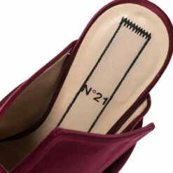 N21 Burgundy Satin Raso Knot Peep Toe Mules Size 38 Women Sandals -N21shop luxury women n21 used shoes p315331 007