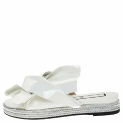 N21 N°21 White Patent Leather Knotted Flat Slides Size 38 Women Flats 3 N21 N°21 White Patent Leather Knotted Flat Slides Size 38 Women Flats -N21shop luxury women n21 used shoes p316316 003