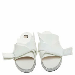 N21 N°21 White Patent Leather Knotted Flat Slides Size 38 Women Flats 4 N21 N°21 White Patent Leather Knotted Flat Slides Size 38 Women Flats -N21shop luxury women n21 used shoes p316316 005